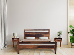 LIMA BED QUEEN Sheesham Wood (Honey Finish) - WoodenTwist