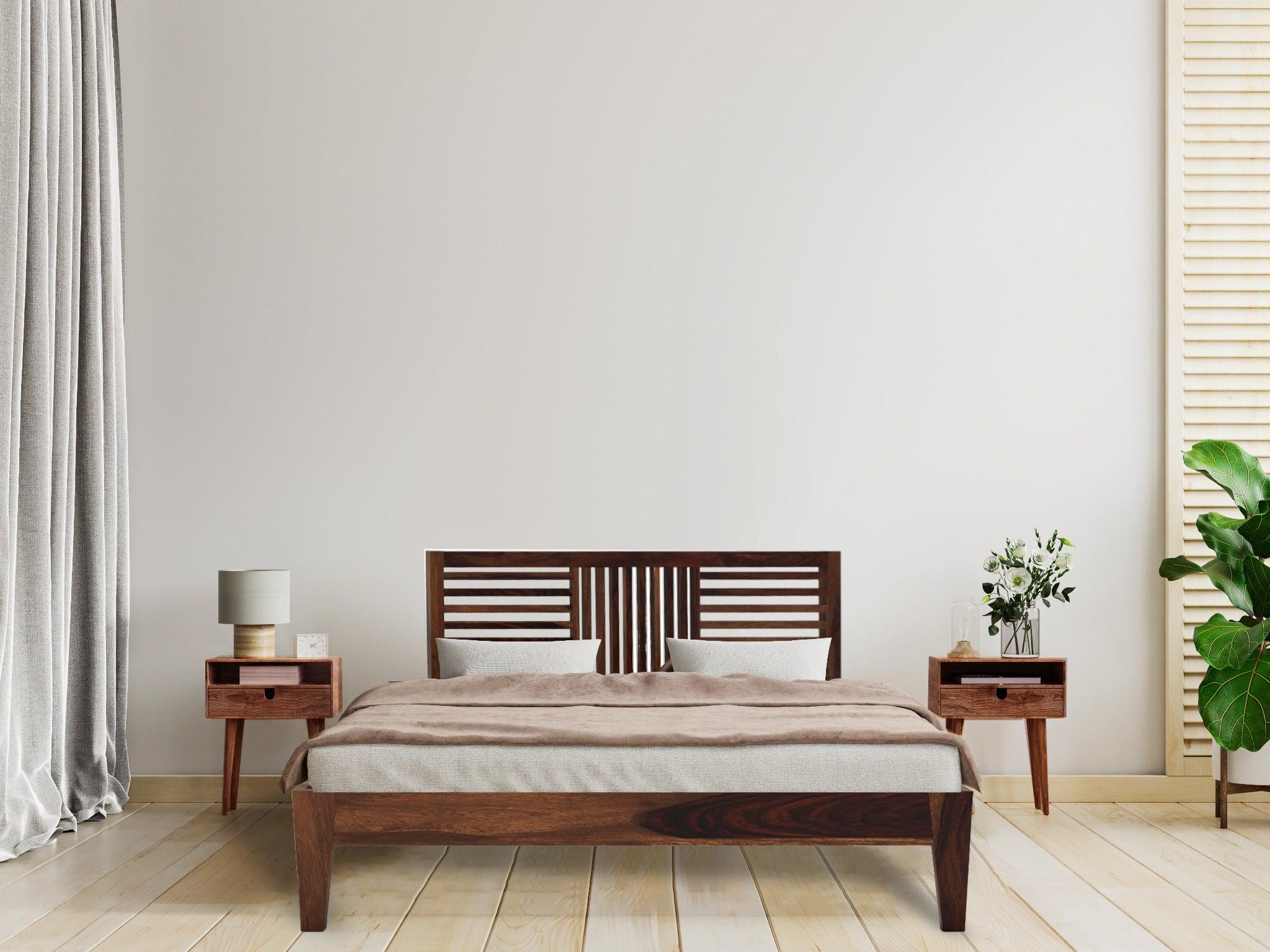 DIMO BED KING Sheesham Wood (Honey Finish) - WoodenTwist