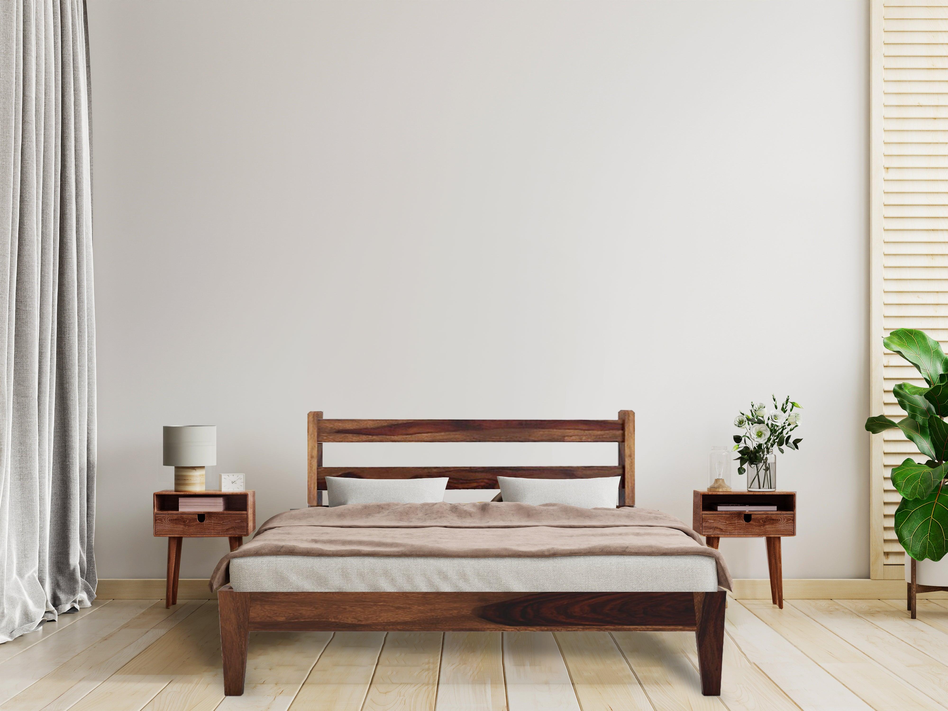 AWANA BED QUEEN Sheesham Wood (Honey Finish) - WoodenTwist