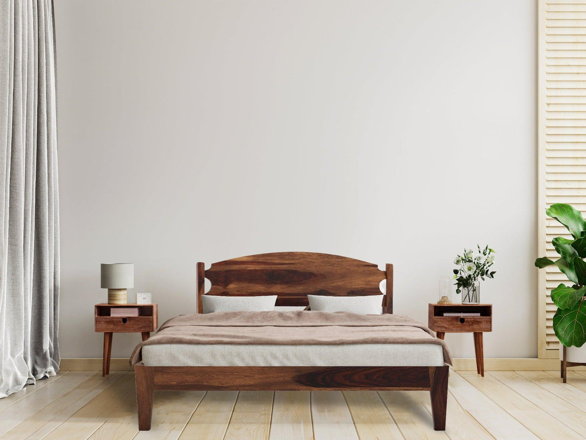 LUNA BED KING Sheesham Wood (Honey Finish) - WoodenTwist