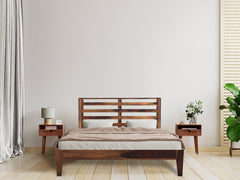 FEENA BED QUEEN Sheesham Wood (Honey Finish) - WoodenTwist