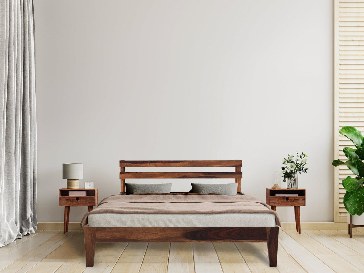 FABIA BED KING Sheesham Wood (Honey Finish) - WoodenTwist