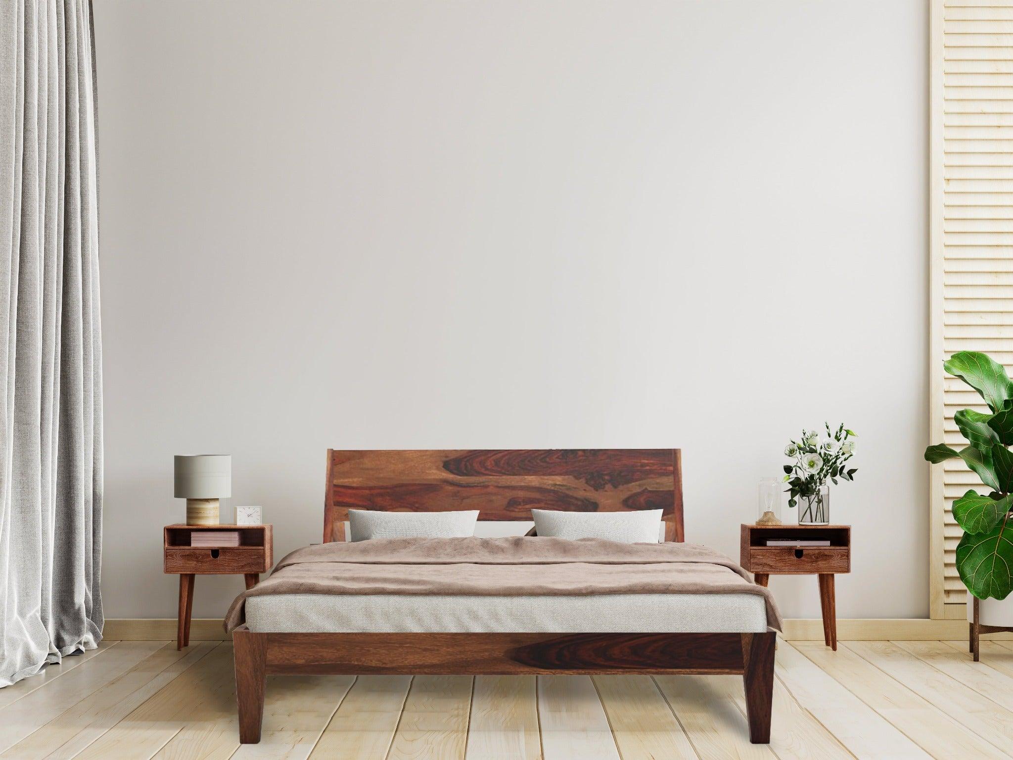 ARABEL BED KING Sheesham Wood (Honey Finish) - WoodenTwist