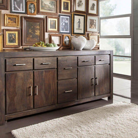 Wooden Handicrafts Royal Look Sideboard Cabinet (6 Drawers + 2 Door) - WoodenTwist