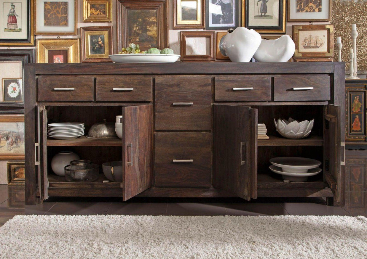 Wooden Handicrafts Royal Look Sideboard Cabinet (6 Drawers + 2 Door) - Front View