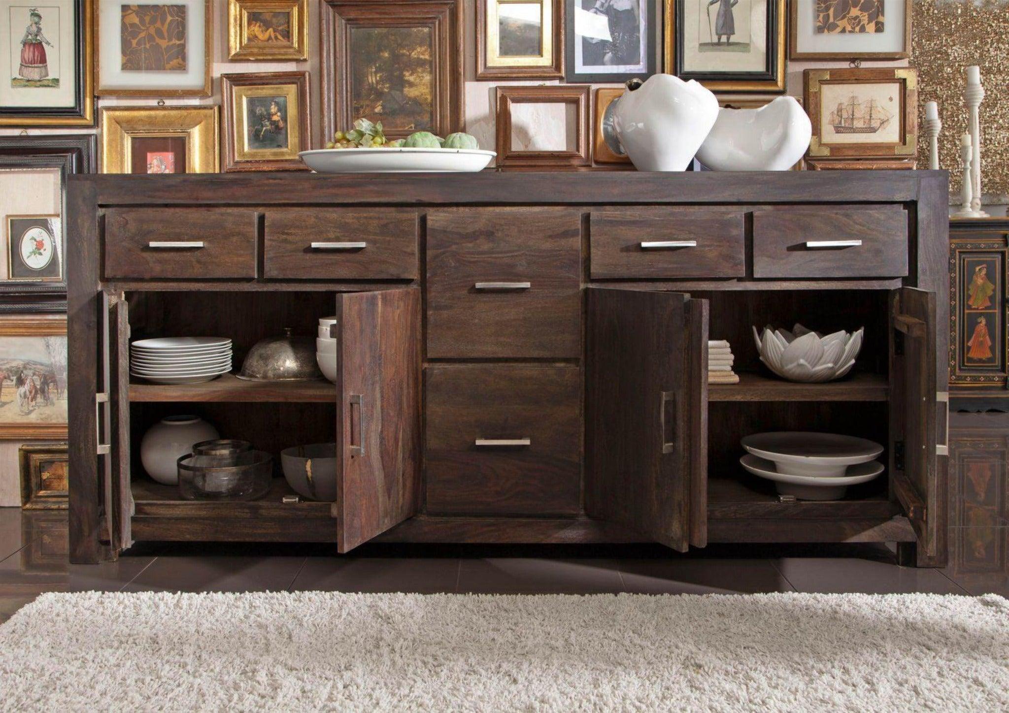 Wooden Handicrafts Royal Look Sideboard Cabinet (6 Drawers + 2 Door) - Front View