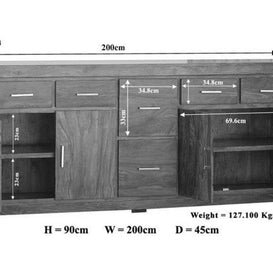Wooden Handicrafts Royal Look Sideboard Cabinet (6 Drawers + 2 Door) - WoodenTwist