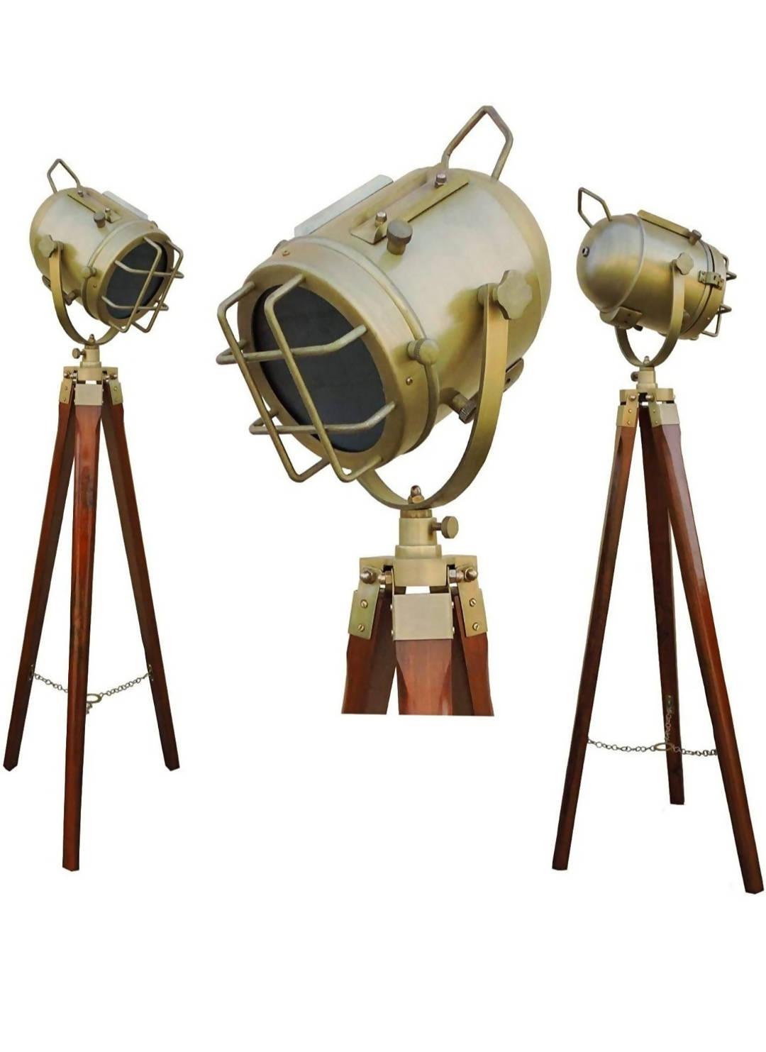 Brass Tripod Lamp Home Decore Searchlight Marine Spotlight Retro - WoodenTwist