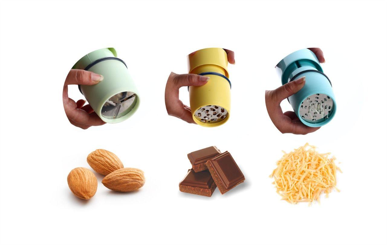 Multicolor Plastic Dry Fruit and Pepper Mill Grinder Slicer with 3 In 1 Blade - WoodenTwist