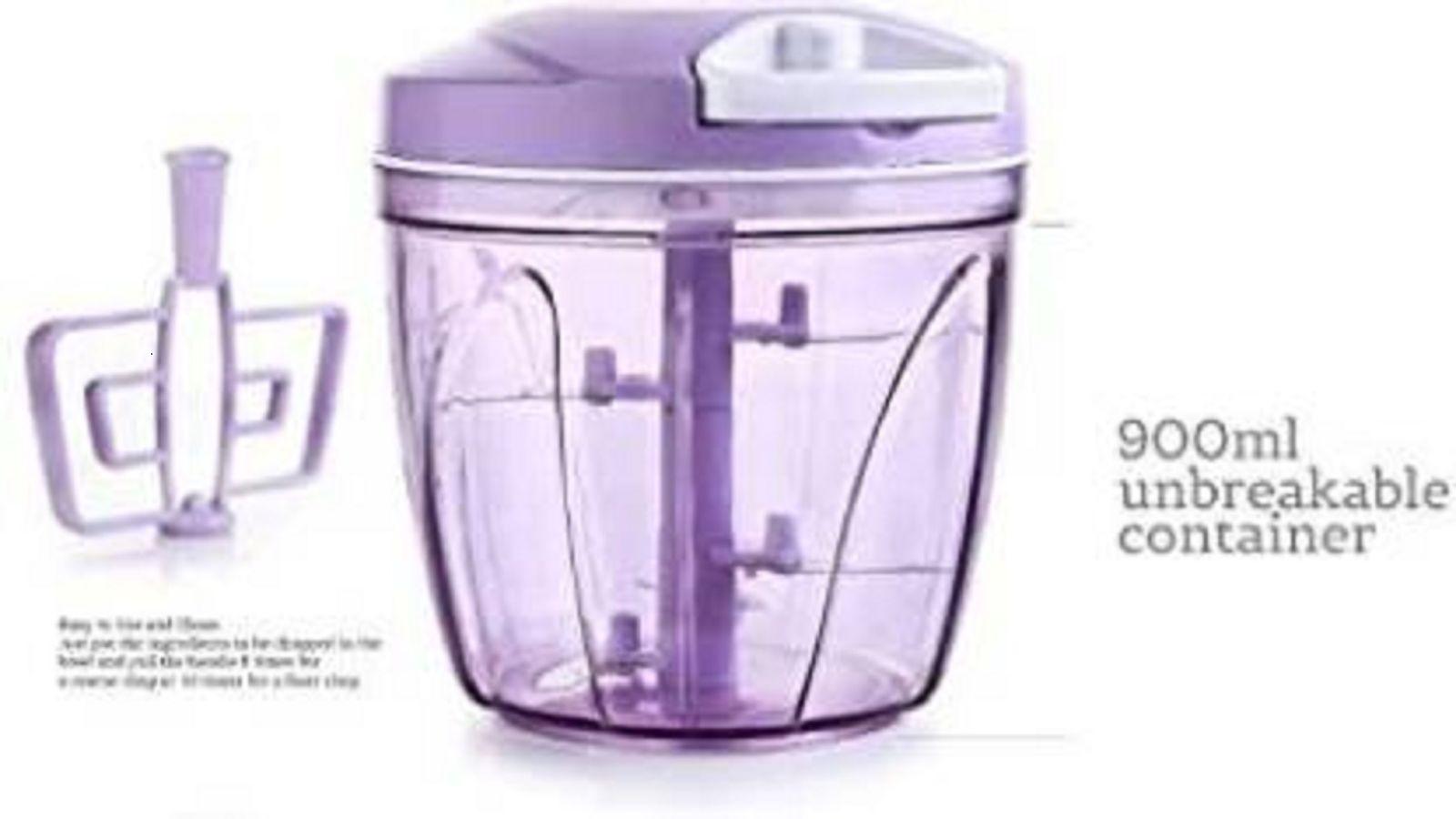 Purple Plastic 2 in 1 Handy Turbo Vegetable Chopper 900 ML - WoodenTwist