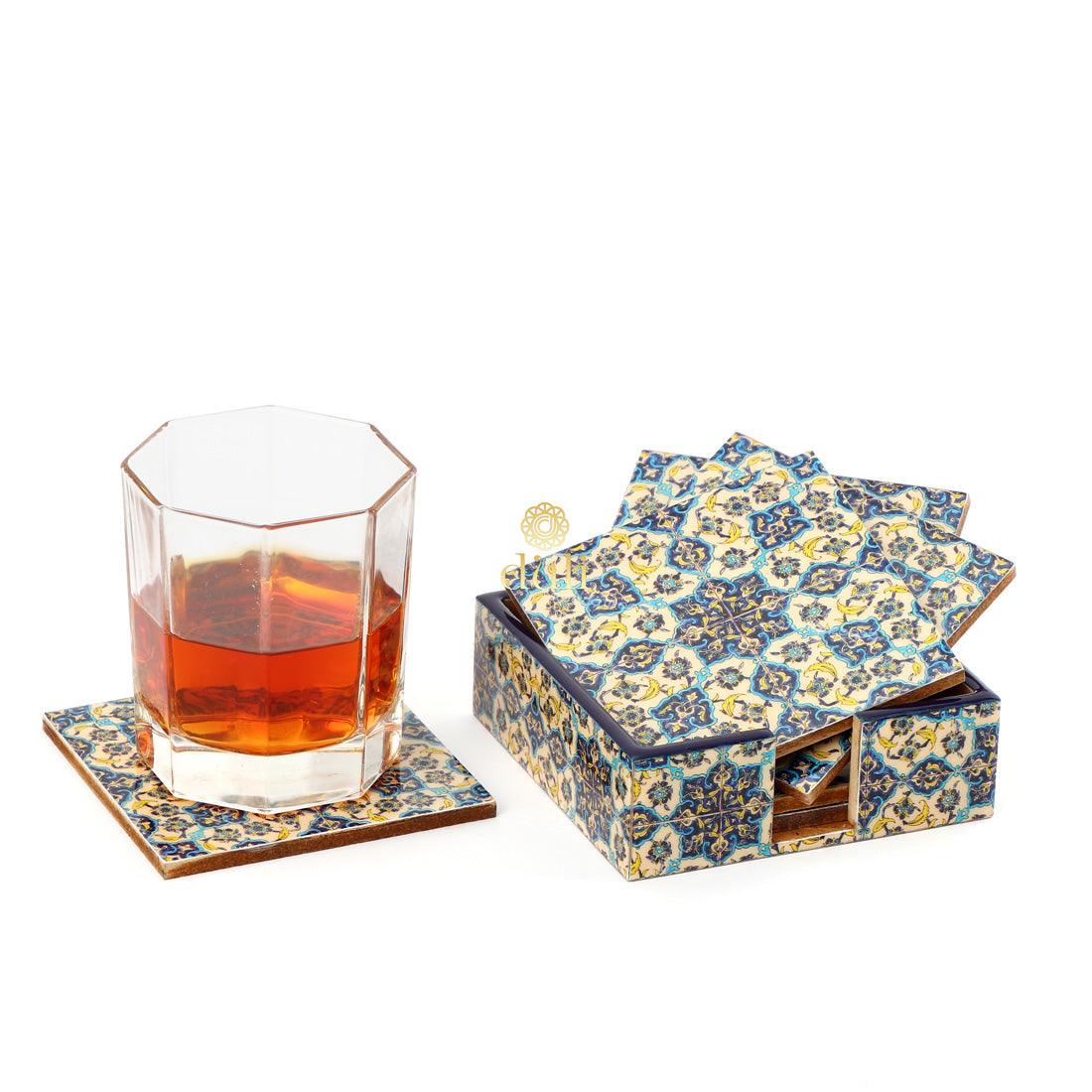 Wooden Enamel Coated Multipurpose Serving Tray & Coasters for Home and Dining Table - WoodenTwist