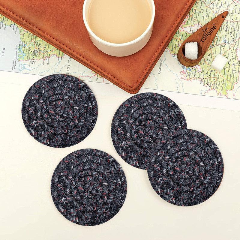 Polyster Round Coaster Set (6 PCS Set) Machine Washable Absorbent Size: 5 inch Diameter - WoodenTwist