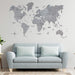 2D Colored Wooden World Map Pearly Silver Prime - WoodenTwist