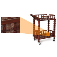 Juniper Cyprus Sheesham Wood Serving Trolley, Brown - dimensions diagram