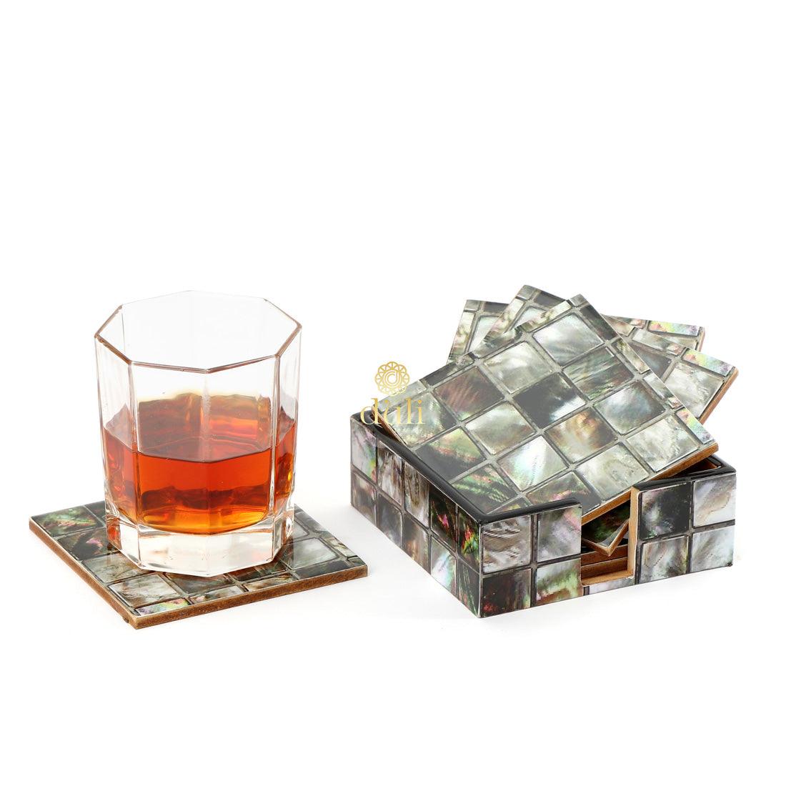 Wooden Enamel Coated Multipurpose Serving Tray & Coasters for Home and Dining Table - WoodenTwist