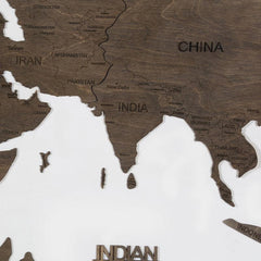 2D Wooden World Map Ebony Basic - WoodenTwist