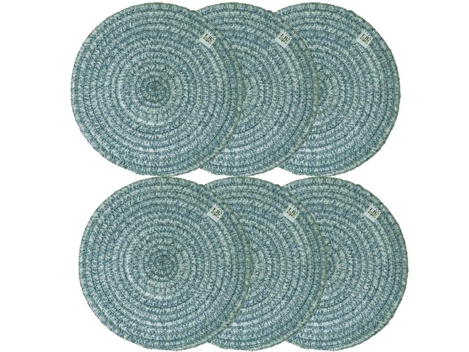 Polyster Round Coaster Set (6 PCS Set) Machine Washable Absorbent - WoodenTwist