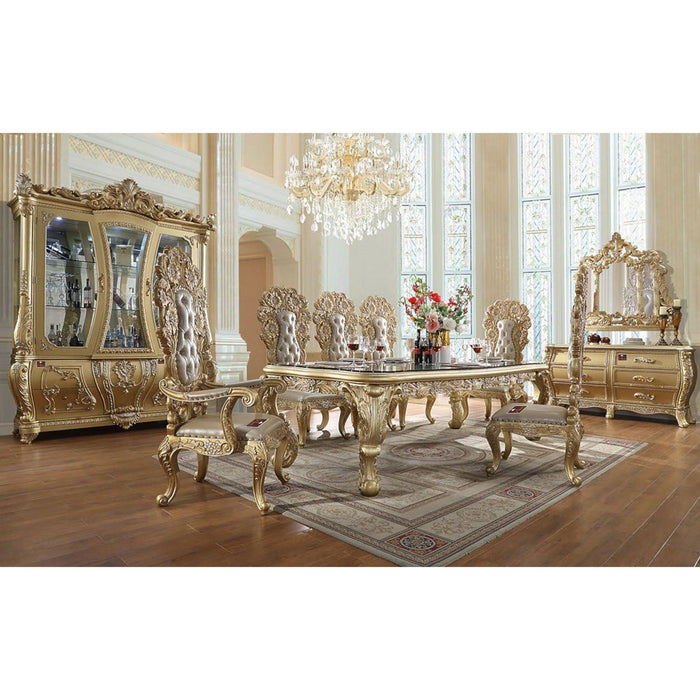 Royal Antique 6 Seater Dining Table Set (Golden, Teak Wood) - WoodenTwist