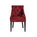 Classic Tufted Linen Dining Arm Chair (Maroon) - WoodenTwist