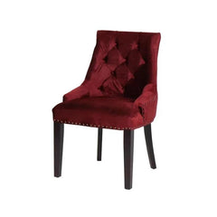 Classic Tufted Linen Dining Arm Chair (Maroon) - WoodenTwist