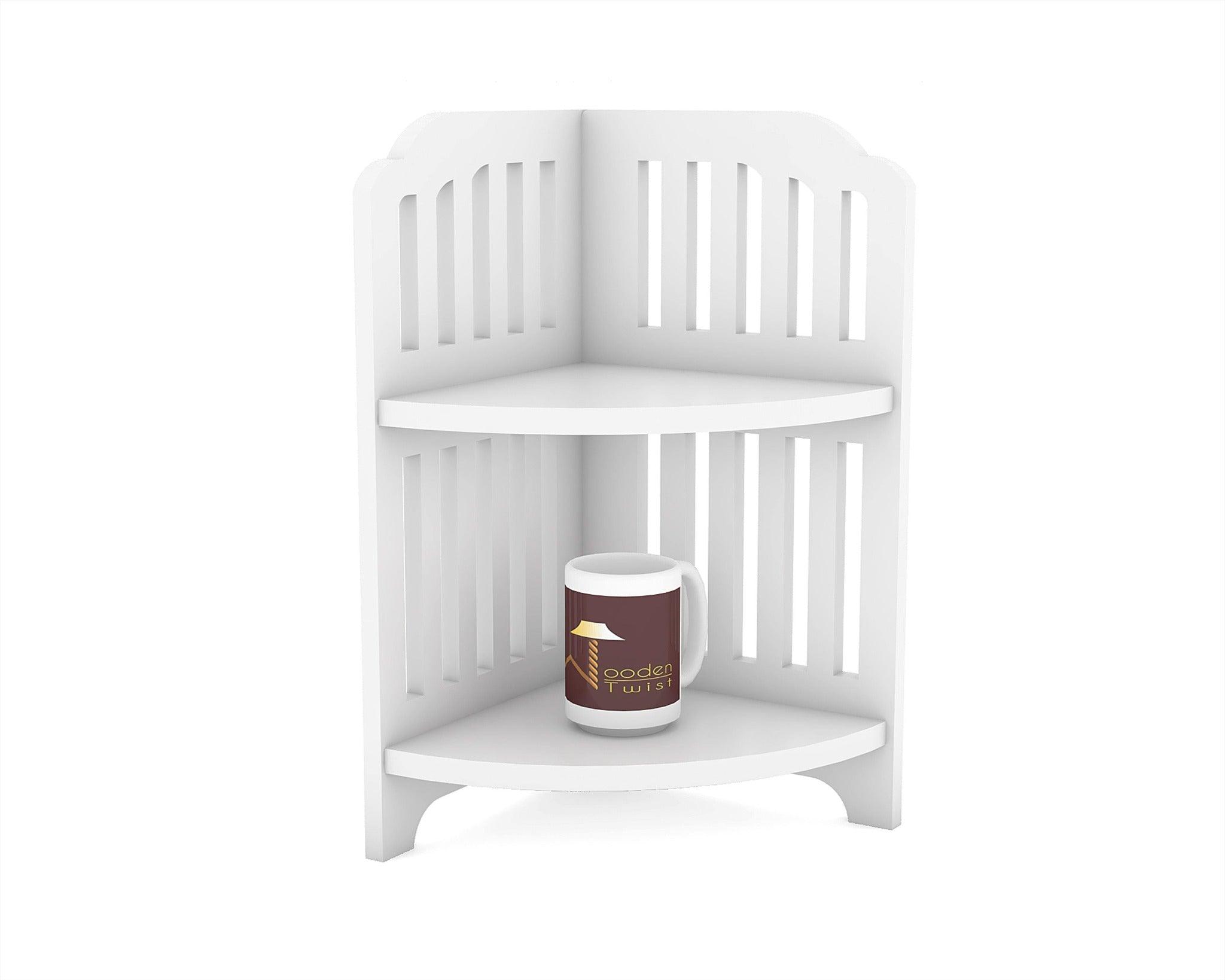 Elegante Designer Corner Wooden Shelf - front view