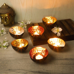 Eye Shape Tealight Holders Set of 6 - WoodenTwist