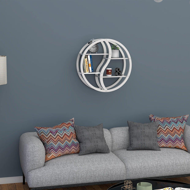 Trenton Round Floating Wall Shelf For Living Room - WoodenTwist