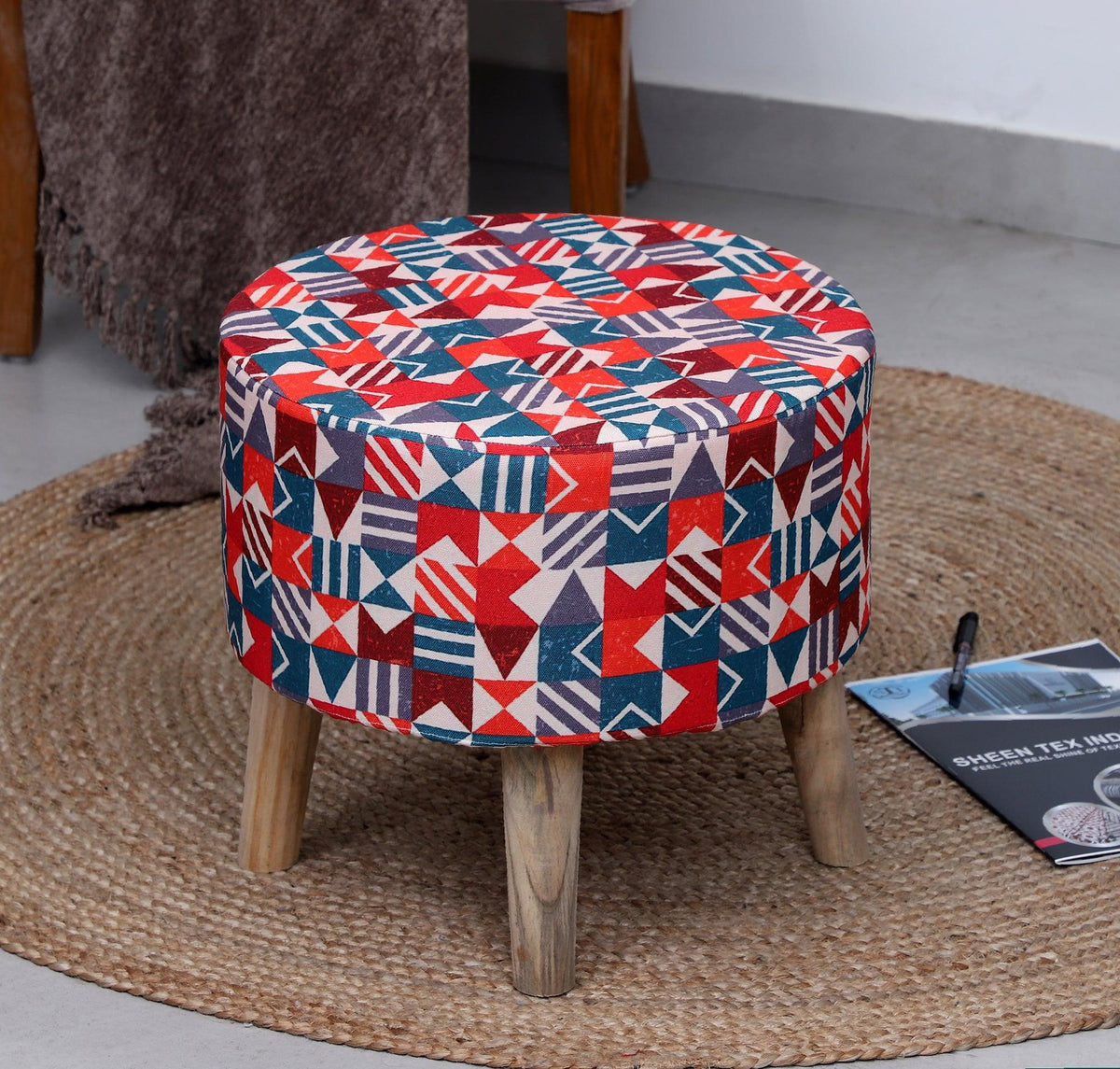 Buy Beautiful printed Puffy Stool for Living Room (Pack of 1) Online at