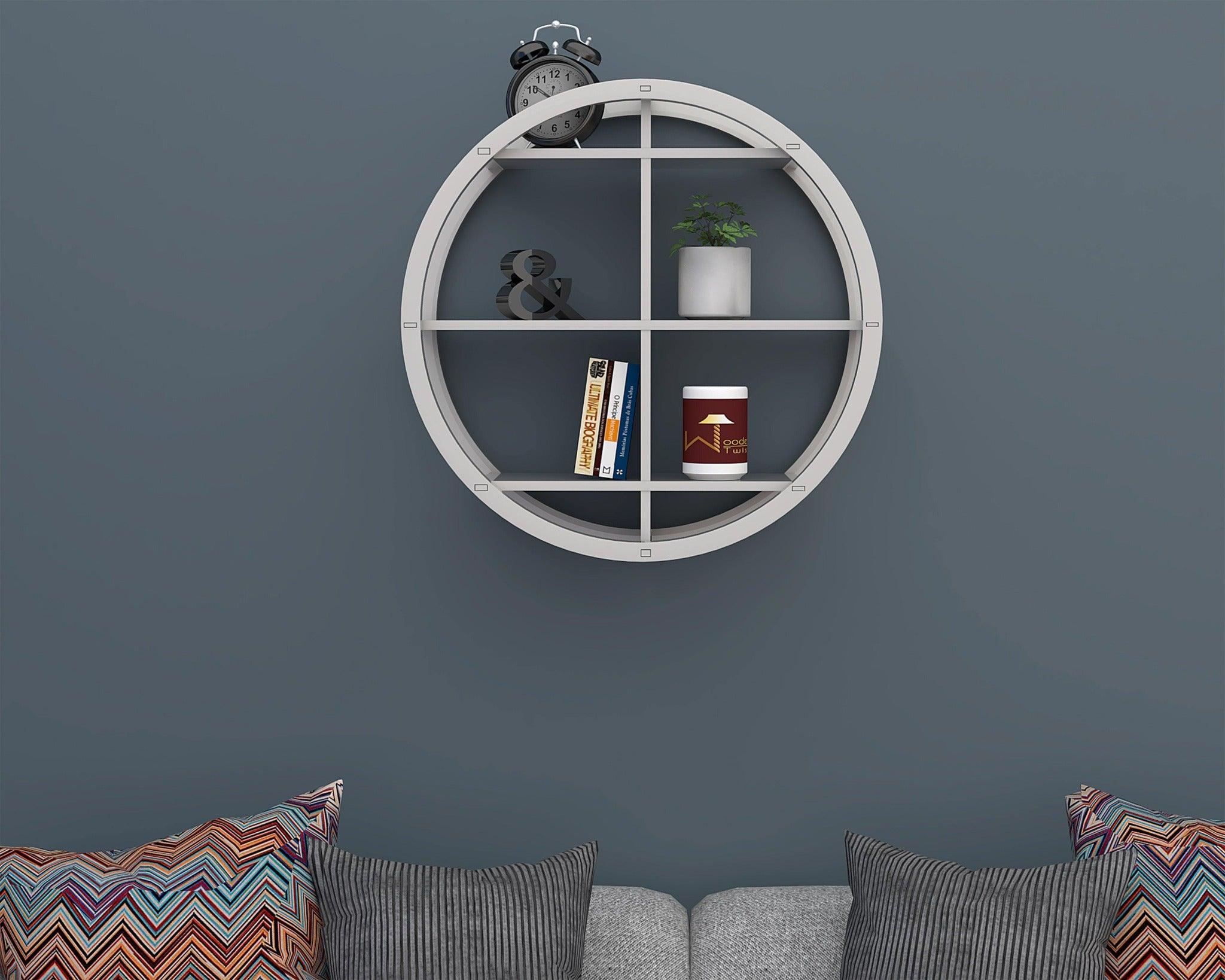 Trendlong PVC Wood Round Floating Wall Shelf - main view