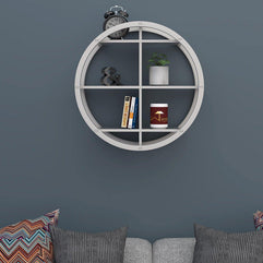 Trendlong PVC Wood Round Floating Wall Shelf - main view