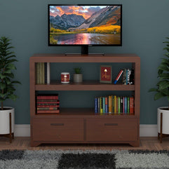 Wooden Twist Pierce Mango Wood TV Unit - Honey Finish, front view