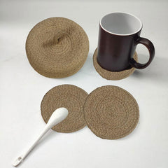 Polyster Round Coaster Set (6 PCS Set) Machine Washable Absorbent Size: 6 inch Diameter - WoodenTwist