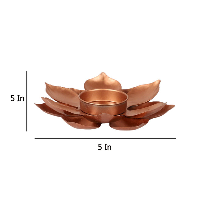 Flower Copper Tealight Holder Set of 4 - WoodenTwist