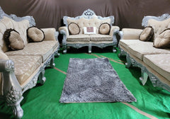 Royal Antique Silver Carved Maharaja Sofa Set 8 Seater - WoodenTwist