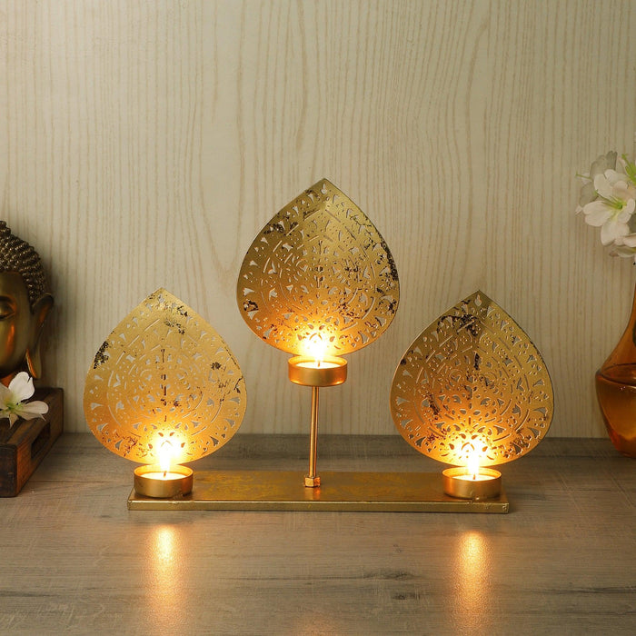 Leaf Tealight Holder with Stand - WoodenTwist
