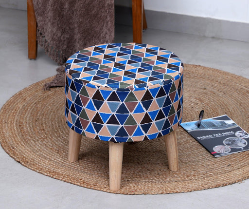 Sheen decor Beautiful printed Puffy Stool for Living Room (Pack of 1) - WoodenTwist
