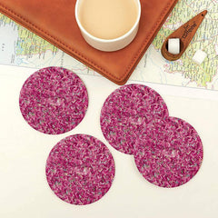 Polyster Round Coaster Set (6 PCS Set) Machine Washable Absorbent Size: 5 inch Diameter - WoodenTwist