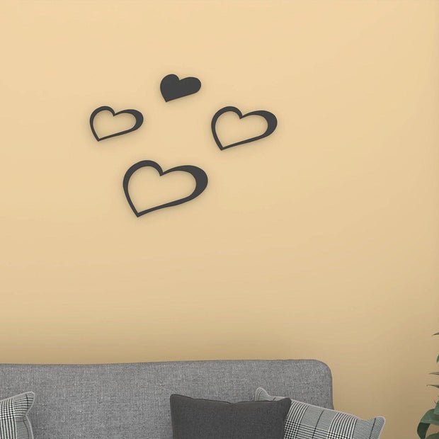 Decals Design Hearts Wooden Wall Sticker (Red) - WoodenTwist