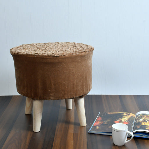 Beautiful velvet Puffy Stool for Living Room (Pack of 1) - WoodenTwist