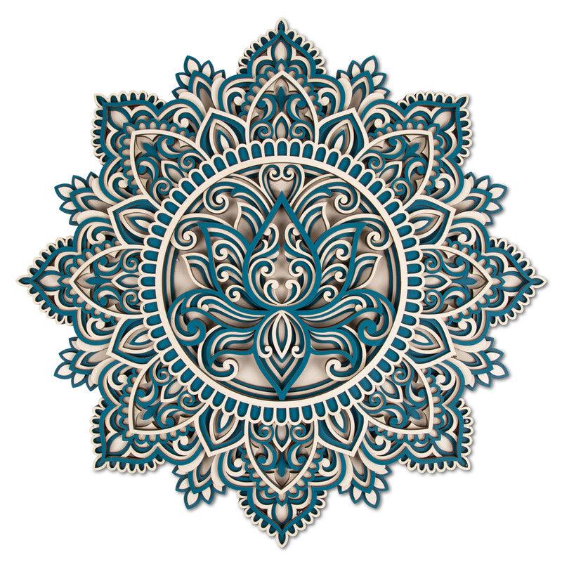 Lotus Flower With Leaves Multi Layer Mandala - WoodenTwist