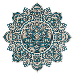 Lotus Flower With Leaves Multi Layer Mandala - WoodenTwist