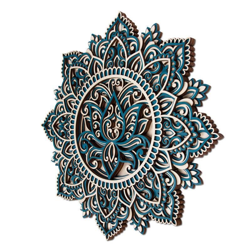 Lotus Flower With Leaves Multi Layer Mandala - WoodenTwist