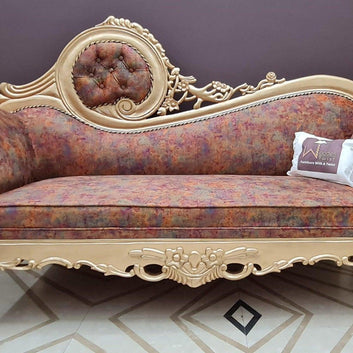 Victorian Style Teak Wood Sofa Couch - lifestyle living room setting