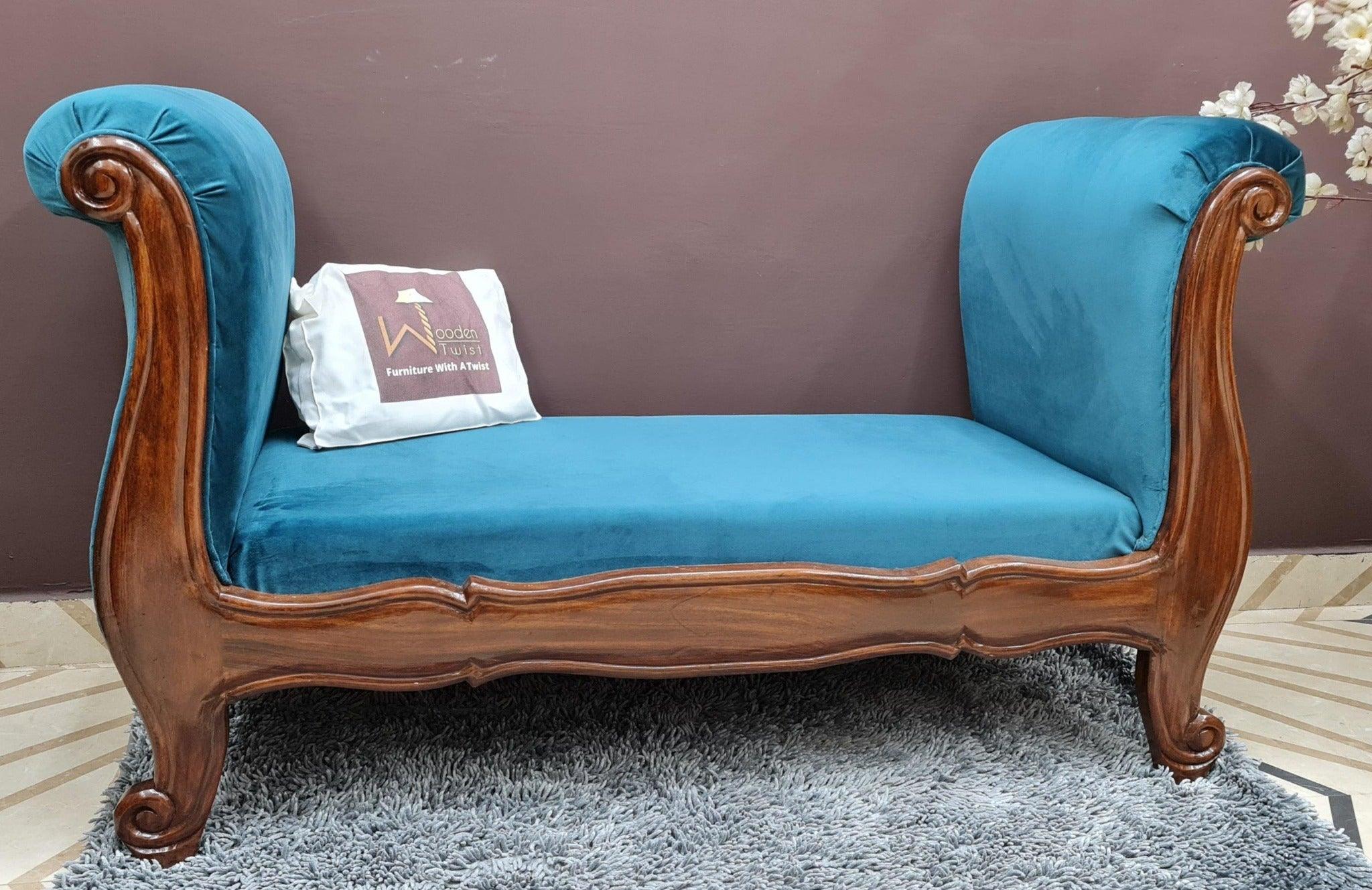 Wooden Twist Fovero Sheesham Wood Bench Couch - lifestyle view