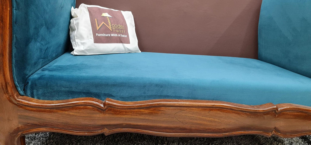 Wooden Twist Fovero Sheesham Wood Bench Couch - detail view
