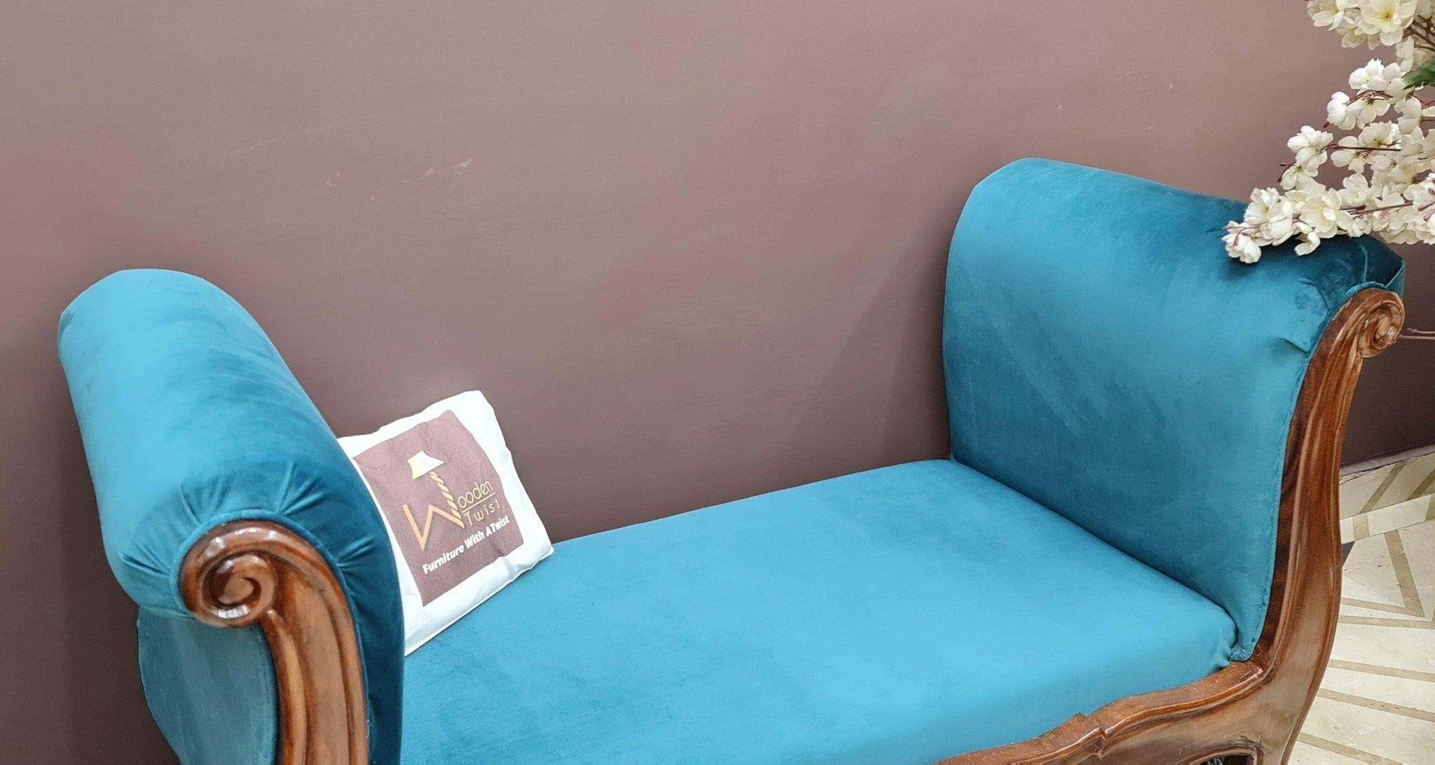 Wooden Twist Fovero Sheesham Wood Bench Couch - lounge setting