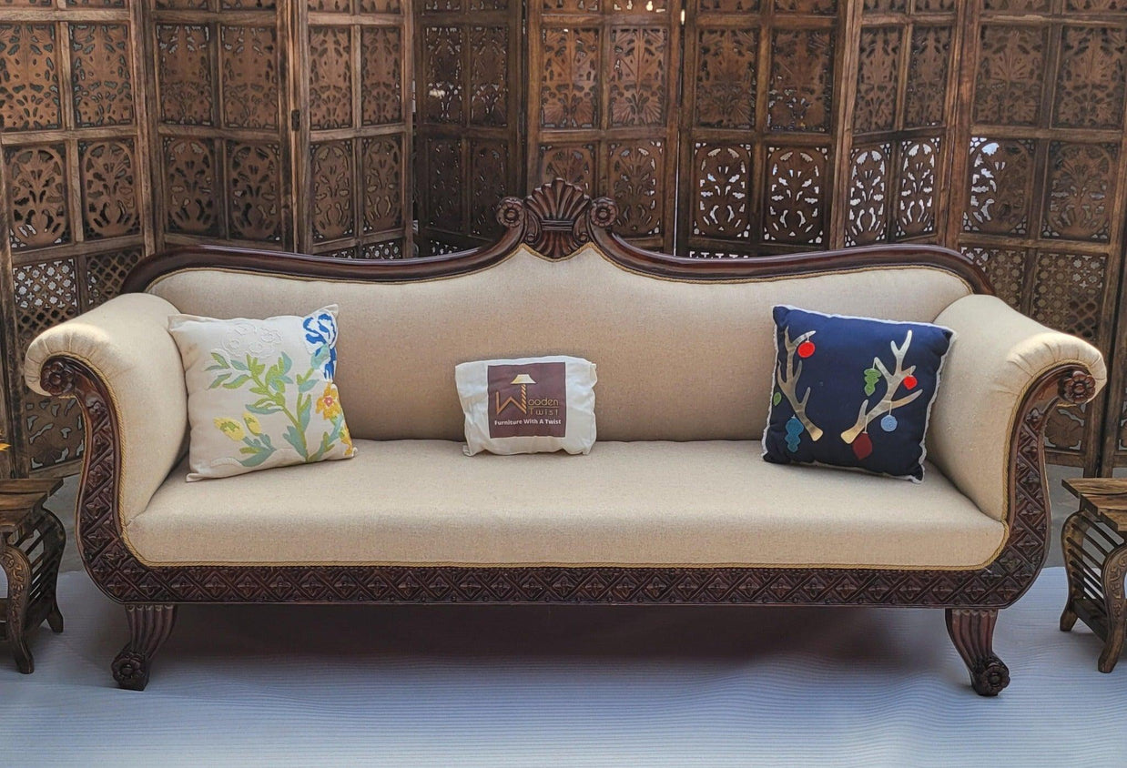 Teak Wood 3 Seater Chaise Lounge Settee - view 4