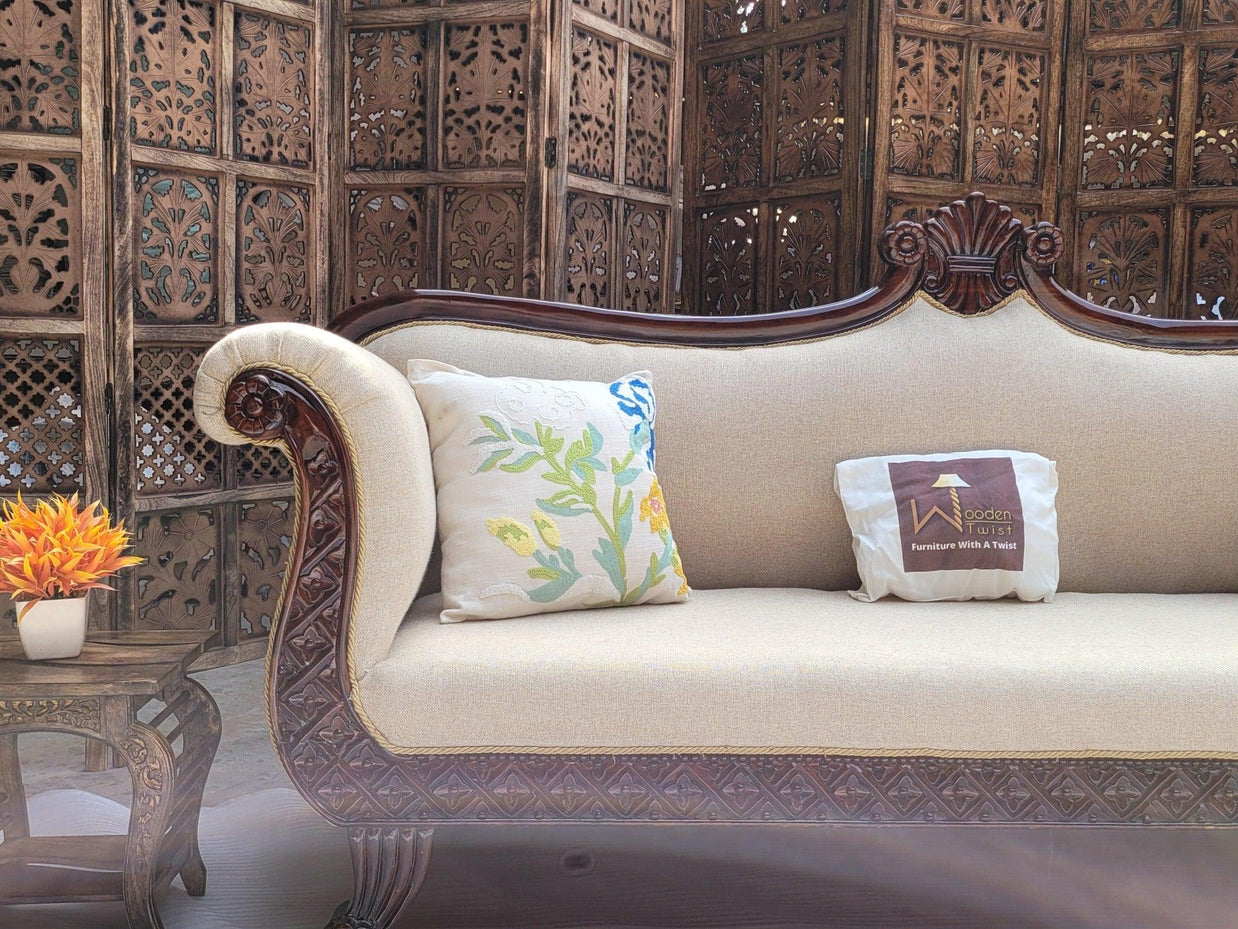 Teak Wood 3 Seater Chaise Lounge Settee - view 7