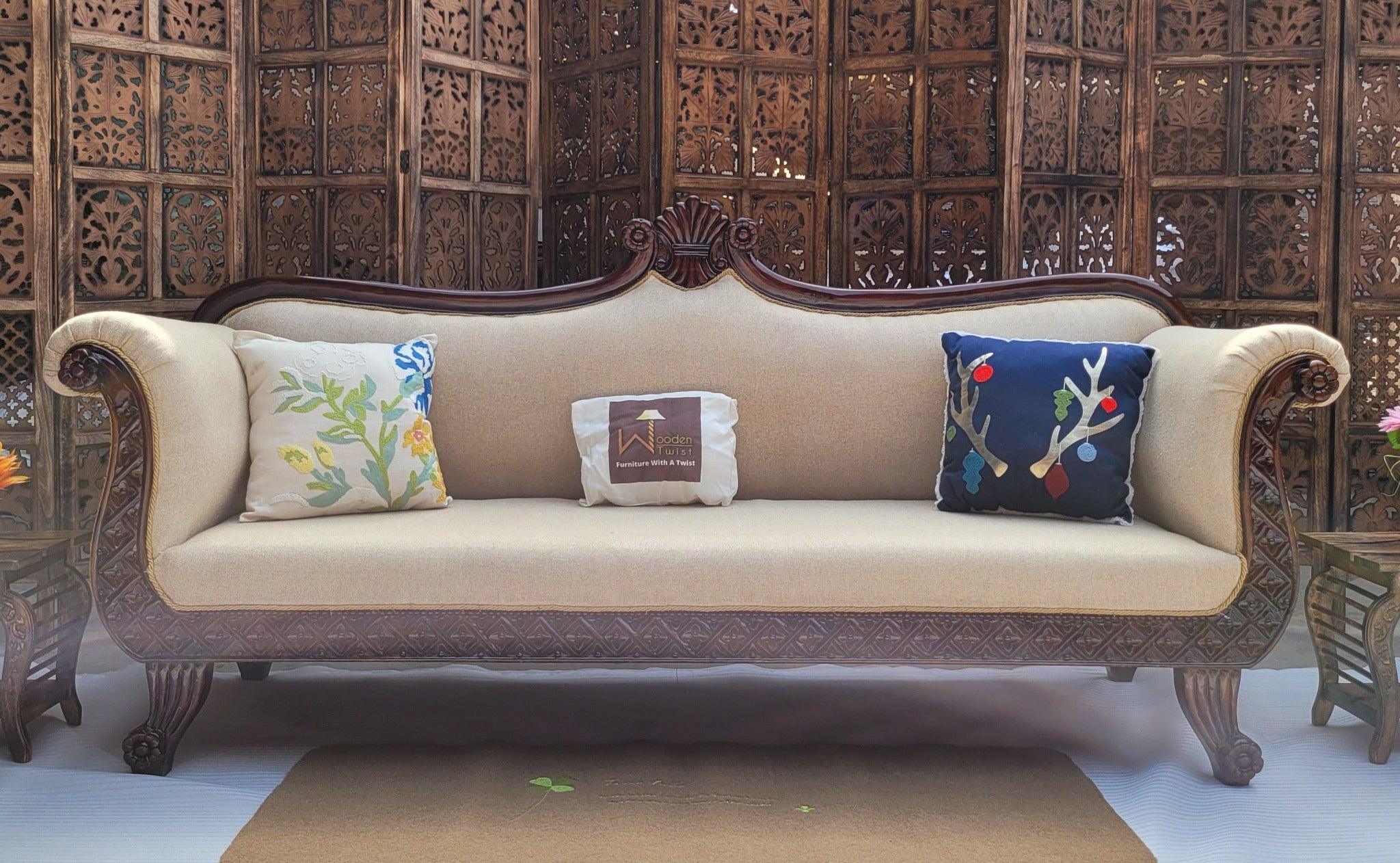 Teak Wood 3 Seater Chaise Lounge Settee - view 12