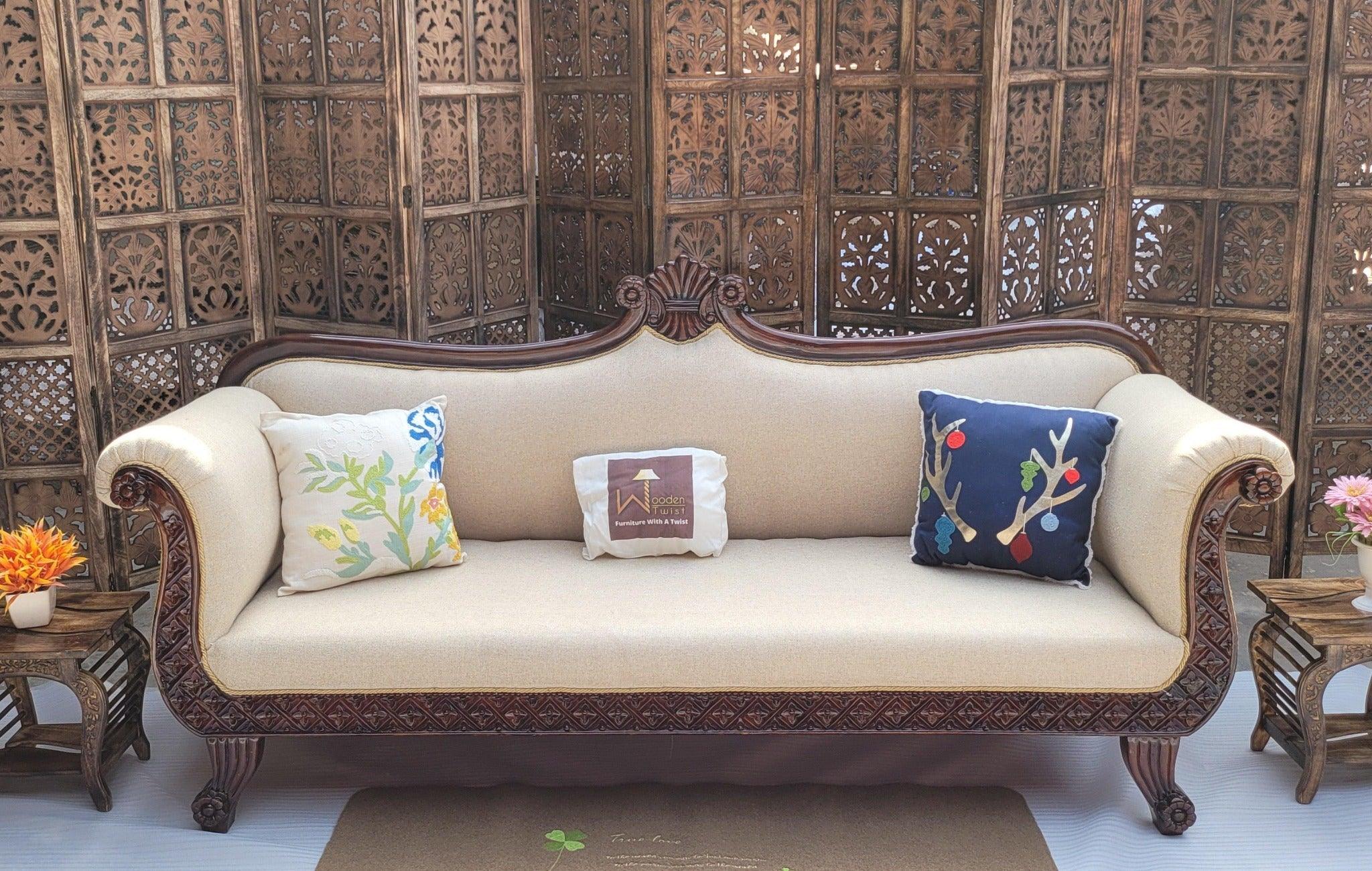 Teak Wood 3 Seater Chaise Lounge Settee - view 13